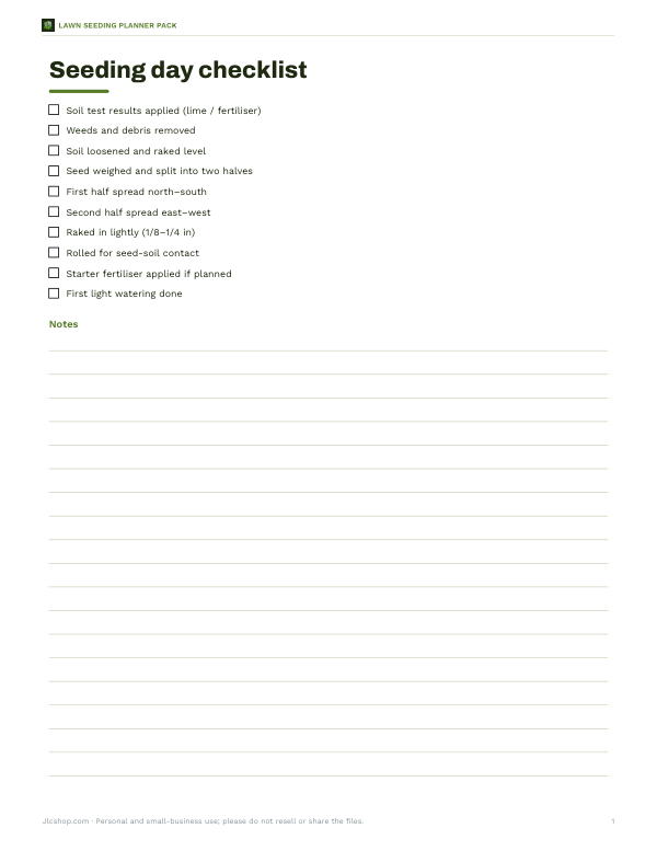 Preview of Printable Seeding Day Checklist